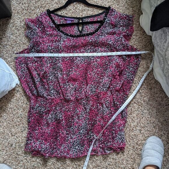 (Beverly Drive) Pink Black Leopard Blouse 24w - Picture 2 of 8